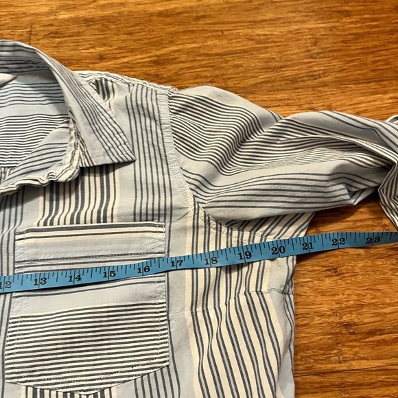 Time and Tru Mini Striped Blue White Long Sleeve Button-Down Shirt Dress. Med - Picture 7 of 14